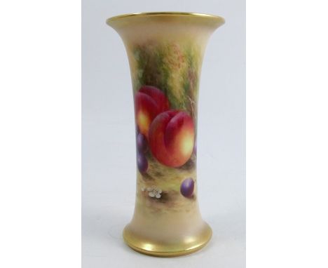 A Royal Worcester vase, decorated with fruit to a mossy ground by H Ayrton, shape number G923, dated 1937, height 7.5insCondi