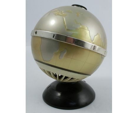 A Fleetwood Transistor 6 Vista radio, modelled as a globe in gold and chrome, height 8.5ins