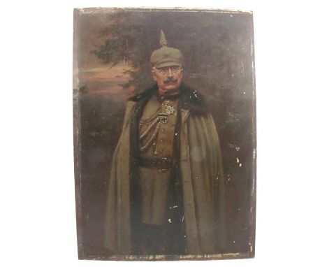 J Ringerley, oil on board, portrait of a German officer, unframed, 17ins x 12ins