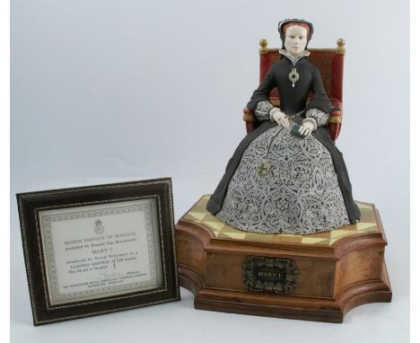 A Royal Worcester limited edition model, Mary I, modelled by Ronald Van Ruyckevelt, 1 of 250, with plinth and certificateCond