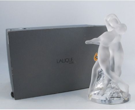 A Lailque frosted and clear glass model, Deux Danseuses,&nbsp;of two naked figures dancing, boxed, height 10.25ins