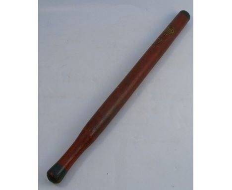 A William IV tipstaff or truncheon, the red ground decorated in gold and black with WR over a coronet 1V and SP1 below, lengt