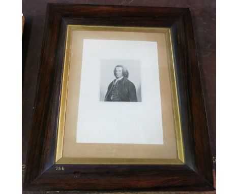 Three 19th century prints, to include a portrait in a rosewood frame and another print