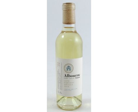 Seven bottles of Albourne Estate, Sussex England, Late Harvest Ortega 2014, limited edition sweet wine