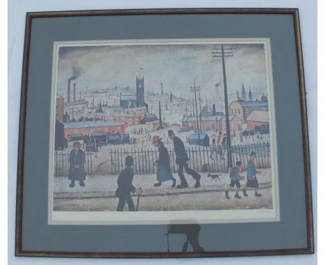 A signed Lowry print, View of a Town, bearing a label to the reverse for the Bernhardt Gallery, limited edition, published 19