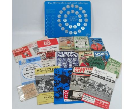 A collection of football memorabilia, to include programmes from the 1970's , Bristol City v Swindon Town, Tottenham Hotspur 