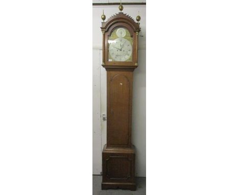 A George II oak cased 8 day long case clock, the silvered and brass dial inscribed Lockwood, Swatham, having Roman numerals, 