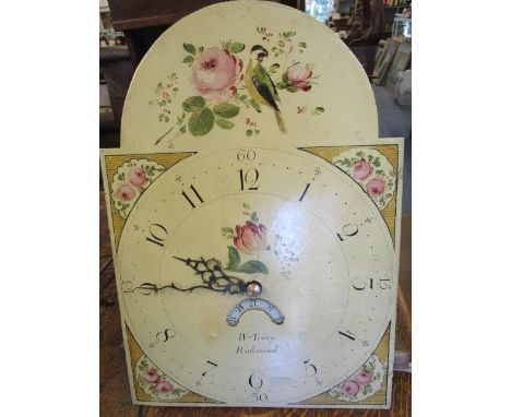 A George III oak cased long case clock, 30 hour movement striking on a bell, with arched, painted dial inscribed Win - Terry 
