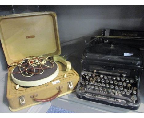 A Remington noiseless typewriter, together with a Champion record player 