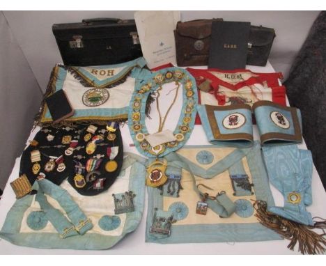 A comprehensive collection of Buffalo and Masonic regalia and accessories to include a twenty three gilt metal and enamelled 