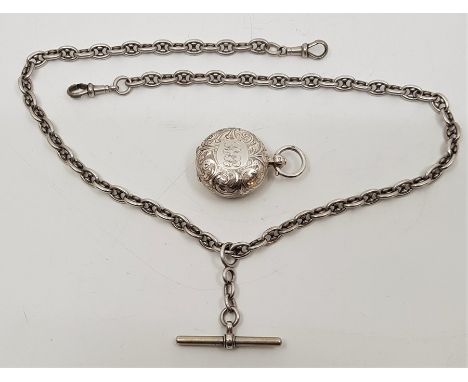 A silver sovereign case, by Dennison Watch Case Co, Birmingham 1911,&nbsp;scrollengraved and engine turned, together with a w