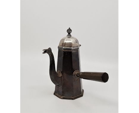 A silver octagonal chocolate/coffee pot,&nbsp;in the Queen Anna style, by Willaim Hutton &amp; Sons Ltd, assayed Sheffield 19