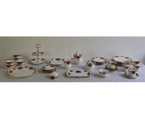 A Royal Albert "Old Country Roses" tea and dinner service for six, to include: teapot and cover, twin handled sugar bowl and 