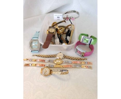 A quantity of ladies watches to include vintage Smith Empire & a Louis Jourdan watch unused in box.