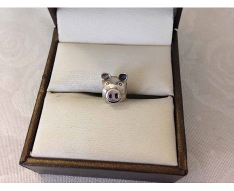 Pandora silver pig head charm - retired.