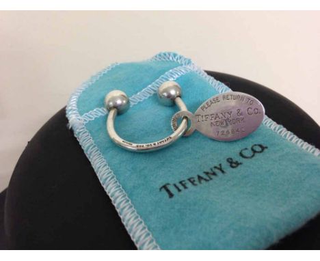 Tiffany HM silver 'Please return to….' tag key ring in original Tiffany bag.