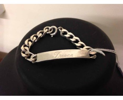 Heavy Sterling HM silver I.D. bracelet engraved 'Trevor', weight approx 35g.