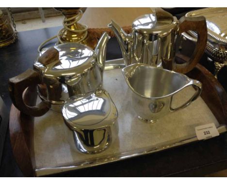 A vintage Picquot Art Deco style stainless steel 5 piece tea set.