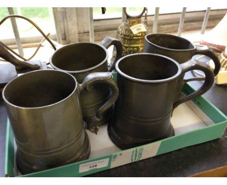 4 vintage pewter pint mugs to include victorian
