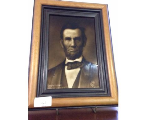 A rare 1909 Sherwin & Cotton photographic tile of Abraham Lincoln issued to commemotate the 100th anniversary of his birth an