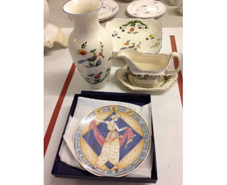 A boxed Royal Worcester plate Fire-spirits of nature by Umberto Banchelli with a Masons country lane sauce boat and Gien fran