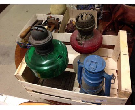 3 vintage oil lamps.