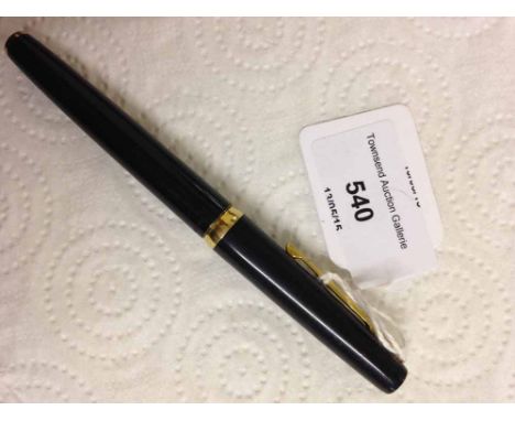 Watermans France Aeromatic Filler c1960s fountain pen. Black celluloid with rolled gold trim including end button. Slip cap h