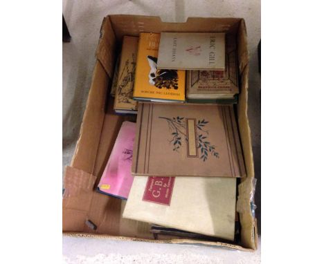 A box of vintage books to include 'Pastels from the Pacific' & 'Iron And Brass Implements Of The English House'.