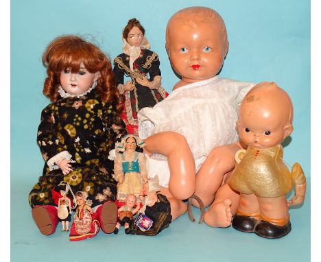 Antique Bisque Doll Kewpie Doll Glass Eyes Marked Germany 