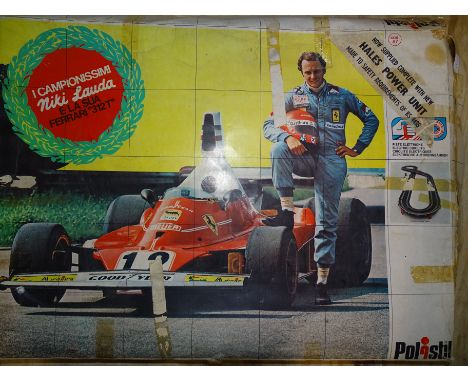 Polistil, a boxed 1970's Nikki Lauder 1:32 scale slot car set, with Nikki Lauder Ferrari and Jody Scheeter Tyrell-Ford, (unch