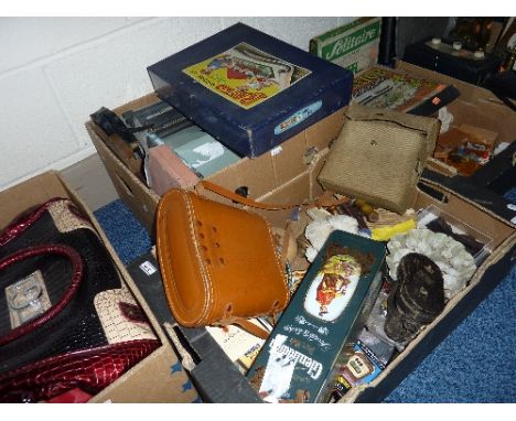 TWO BOXES OF SUNDRIES, to include binoculars, Bayko Building Set No 2, typewriter, corkscrews, etc
