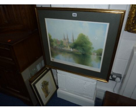 QUANTITY OF ASSORTED PICTURES, including a print of 'Lichfield Cathedral' K B Hancock (5) 