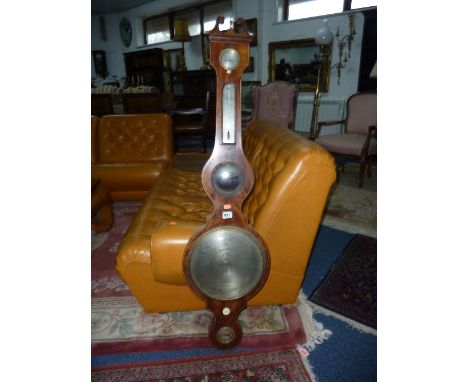 A 19TH CENTURY MAHOGANY WALL BAROMETER, with butlers mirror, dial marked J. Somalvico and Co, 2 Hatton Garden London (s.d.)