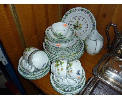 ROYAL WORCESTER HERBS DINNERWARES AND CLOCK, (sd) (33)