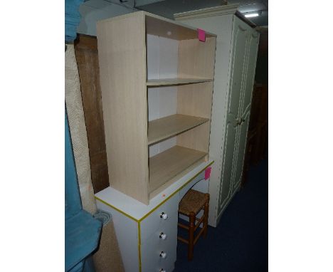 A DOUBLE DOOR WARDROBE, bookcase, dressing table/desk, stool and two rugs (6)