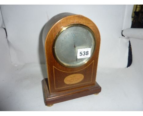 AN INLAID DESK BAROMETER 