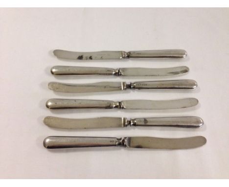 6 silver handled butter knives, Sheffield 1919 - EPNS blade.