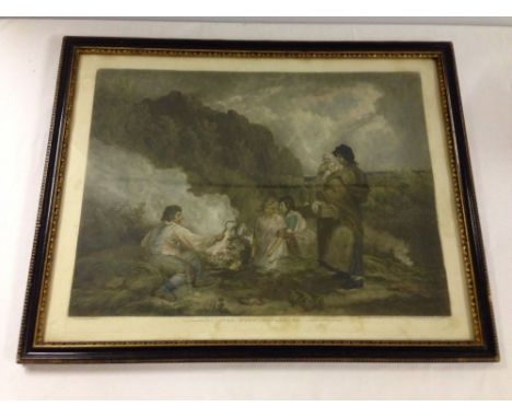 A F&G hand coloured block print engraving " The Fern Gatherers" engraved and published 1st May 1799 bt I R Smith, King Street