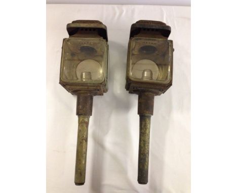 A pair of vintage carriage lamps by A W Hutton, Belfast.