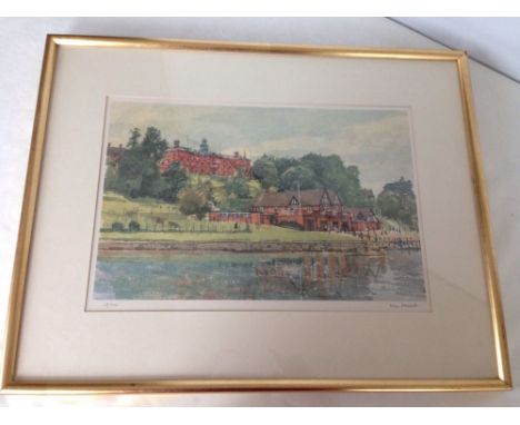 A framed & glazed Limited Edition print of Shrewsbury School by Ken Howard 29/500, 37 x 60cm. Signed in pencil.