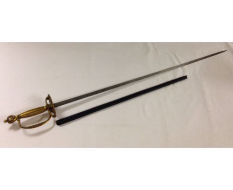 19th century court/ceremonial sword, blade marked Preston & Pickett, South Molton St, W.  The 32" straight blade is etched al