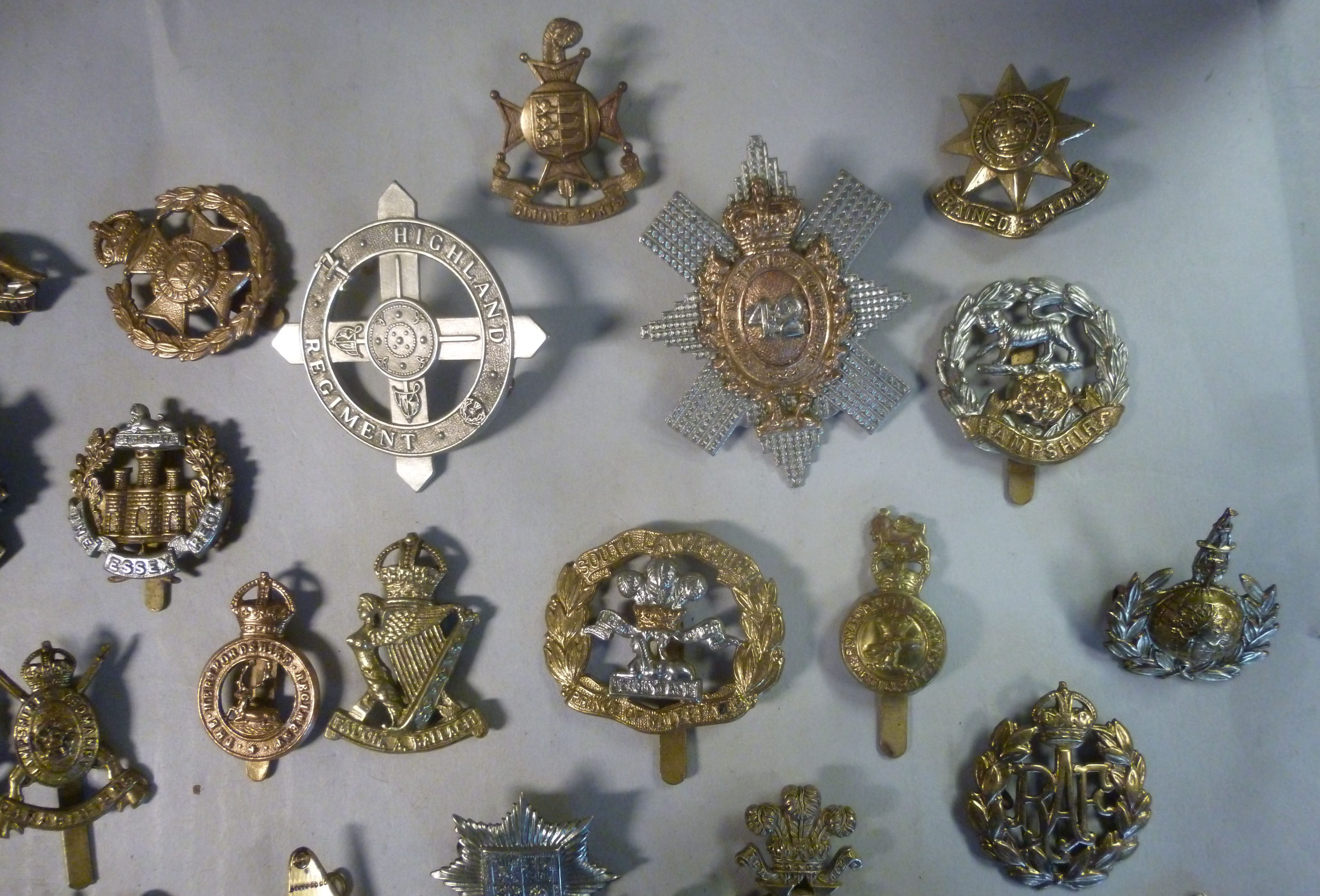 A collection of mainly British regimental and other badges and insignia ...