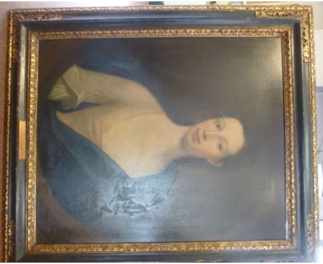 Early 19thC British School - 'Mrs Henry Huddleston' a head and shoulders portrait  oil on canvas  29'' x 24''  framed 