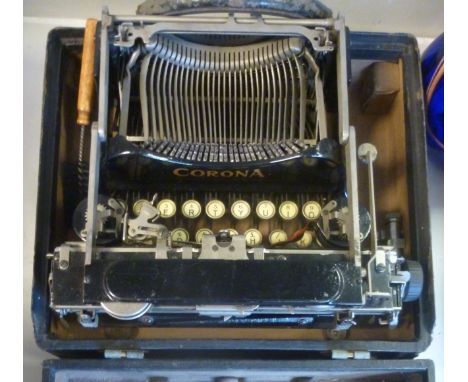 A (1915) No.3 Corona Typewriter Co.Inc. portable, manual machine with a 9" carriage, in a black fabric covered carrying case