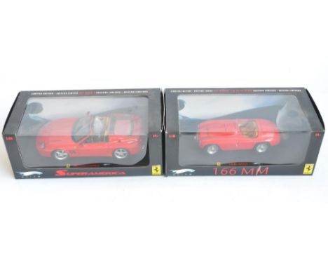 Two Hot Wheels Elite 1/18 scale limited edition diecast Ferrari models to include Superamerica (J2921-0510, model excellent c