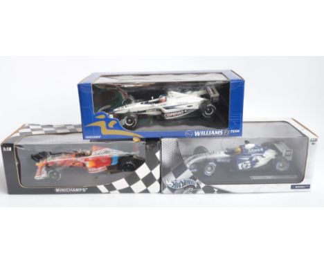 3x 1/18 diecast Formula 1 racing car models, all Team Williams to include Minichamps limited edition 180 000030 FW22 GP Brazi