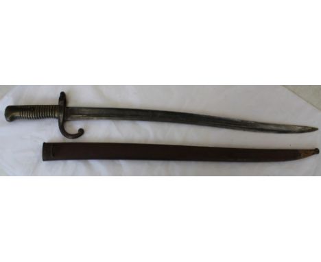 French M1866 Chassepot Bayonet with no visible markings. In original scabbard. Blade length 57cm 