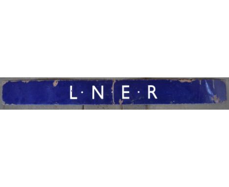 Large vintage enamel steel plate LNER platform sign, 134.7x14.6cm 