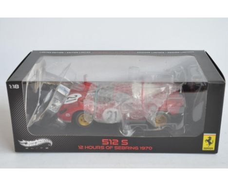Hot Wheels Elite 1/18 scale limited edition and highly detailed diecast Ferrari 512 S "12 Hours Of Sebring 1970" N2046 with p