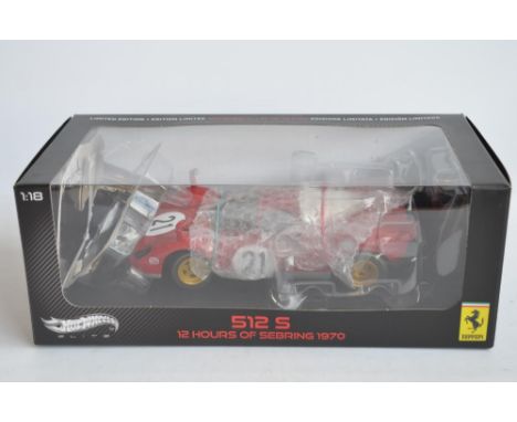 Hot Wheels Elite 1/18 scale limited edition and highly detailed diecast Ferrari 512 S "12 Hours Of Sebring 1970" N2046 with p